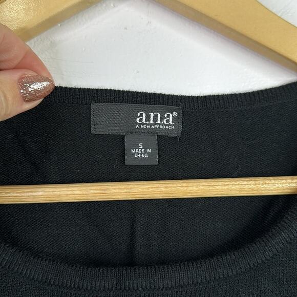 ANA Black White Stripe Knit 3/4 Sleeve Scoop Neck Sweater Top Shirt‎ Size Small - Picture 7 of 11